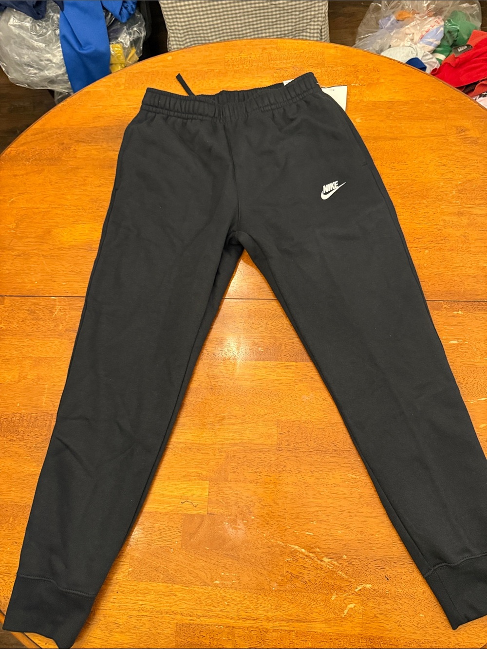 Nike Kids Black Jogger Sweatpants with White Swoosh